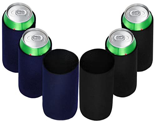 Beer Coozies 6Pcs Raffreddatore per Lattine Raffredda Bottiglie Cooler Porta Bottiglia Termico Porta Bottiglia Termica Tessuto Termico Adatto a Tutti i Tipi di Feste 3 nere e 3 blu
