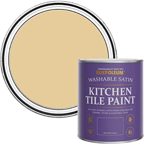 Rust-Oleum Yellow water resistant Kitchen Tile Paint in Satin Finish - Sandstorm 750ml