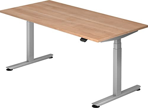 bümö elektrisch höhenverstellbarer Schreibtisch 160x80 cm mit Memory, Bluetooth & App-Steuerung - Schreibtisch höhenverstellbar elektrisch, elektrischer Schreibtisch Nussbaum, Gaming Tisch