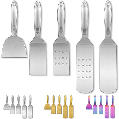 Berglander BBQ Grillbesteck Set 5 Stück, Grillzubehör Edelstahlgriff mit Baklite zusammenbauen, Grillwerkzeug kein Schmelzen, kein Ablösen und hitzebeständig
