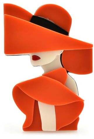 De broches de acrílico encantadores para mujer, sombrero de 2 colores, broche moderno para fiesta y oficina para niña, regalos (Orange)