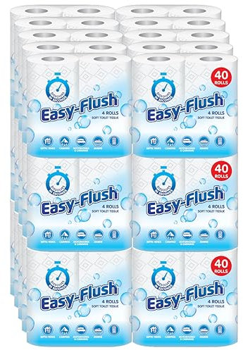 Easy Flush Soft Toilet Roll | Septic Tanks, Camping, Motorhome, caravans, Portable Toilets | 2ply | No Blocked drains | Quick Dissolve (120)