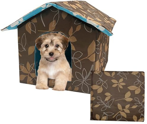 Weiche wasserdichte Hundehütte Haustiere mit Pad Faltbare Kühle Höhle Schlafbett für Hunde Katzen Hamster Kleintierhaus Allwetter Kaffee