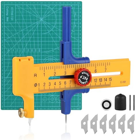 LALAGO Kreisschneider Papier, Kreisschneider für Kreise, Zirkelschneider von 1-15cm zum Schneiden