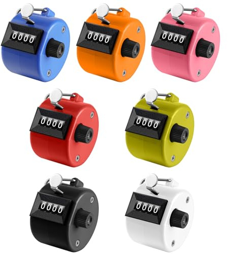 flintronic 7PCS Contador Manual de 4 Dígitos, Contador Mecánico de el plastico, Contador de Vueltas, Contador de Dedos, Contador de Golf, para Golf Sport Coach
