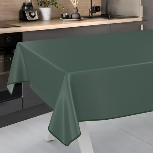 Vaxduk bordsduk tvättbar vaxduk vaxduk trädgårdsduk utomhus inomhus 240 x 140 cm med fåll grangrön