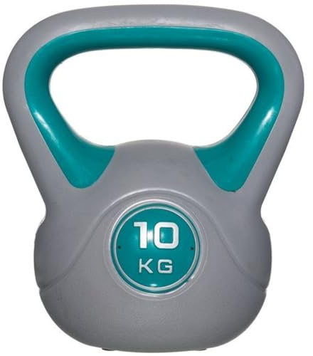 BAKAJI Kettlebell in Ghisa per Palestra e Riempimento Cemento, Fitness, Riabilitazione, Esercizio, Allenamento Forza, Impugnatura Ergonomica Anti-Scivolamento, Fondo Piatto (10, Chilogrammi)