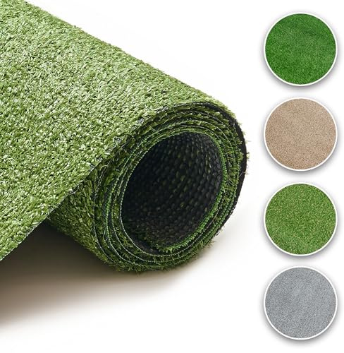TAPISO Canyoo Rasenteppich Kunstrasen Grün Höhe: 7mm Meterware Kunstrasenteppich Wetterfest Schnelltrocknend Outdoor Balkon Terrasse Garten 100 x 150 cm