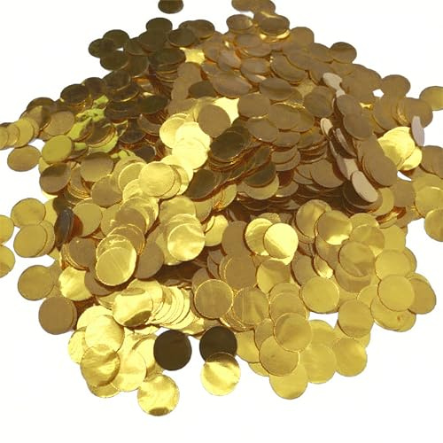 CXNXFD 50 g, 1,5 cm, konfetti, metallisk, glitter, paljetter, rund konfetti – karneval, födelsedag, fest, bröllop, festlig dekoration (guld)