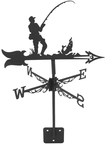 Alasum Fisherman Weather Vane, Iron Wind Direction Indicator for Garden, Roof, Shed & Garage – Durable Outdoor Decor with Easy Setup & Charming Nautical Design