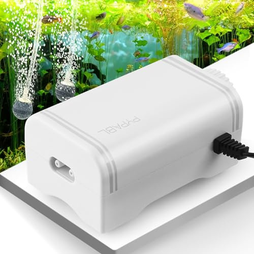 PYPABL Pompa d'Aria per Acquari, Pompa Ossigenante Ultra Silenziosa da 4W, Aeratore Potente e Sussurro per Vasche Finora 400L con Pesci e Tartarughe