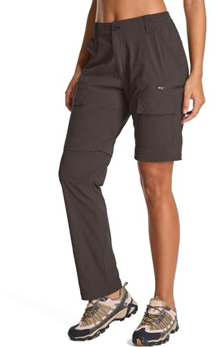 Jogwits Pantalon de randonnée zip-off pour femme, Pantalon de trekking léger respirant à séchage rapide Pantalons d'extérieur safari d'été Pantalon de travail Pantalon fonctionnel, marron, XL