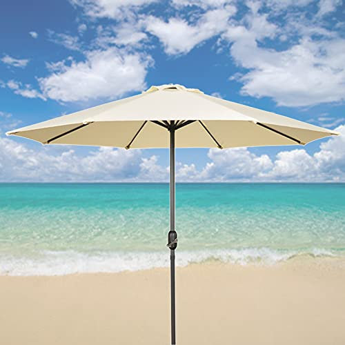 DLAZUM Parasol de terrasse Robuste, Rond, sans Base, 270 cm, Kaki, Marron, Rouge, Vert, Beige, pour cafés, Restaurants, Jardins, Cours, Parasol d'extérieur