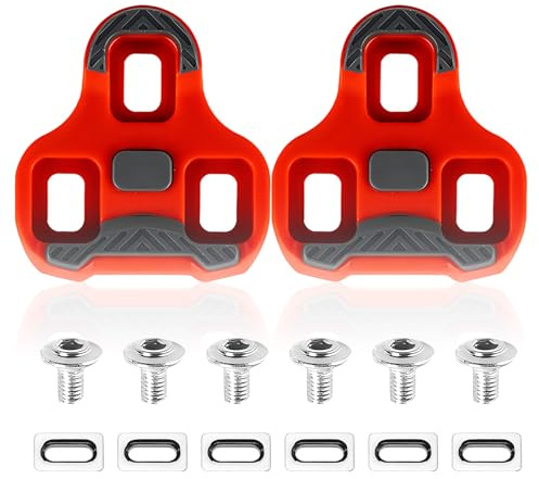 Aihoom Bike Cleats Compatible with Look Keo Bike Cleats, Anti-Slip TPU Surface, Compatible with Peloton Indoor Bikes Pedals and Shoes, Red Gray Design, Ideal for Indoor and Outdoor Cycling