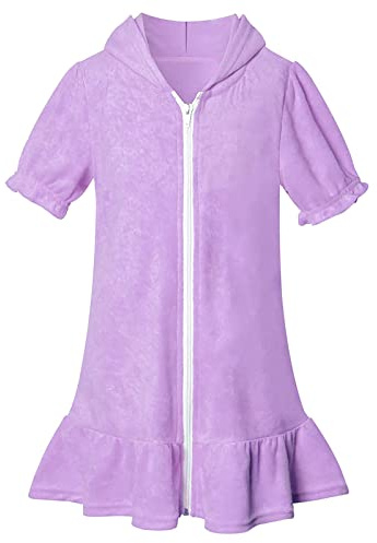 KBOPLEMQ Poncho da bagno per bambini in spugna copertura abito da spiaggia con cappuccio abito da bagno con cerniera costume da bagno in cotone assorbente poncho estivo vestito da ragazza accappatoio