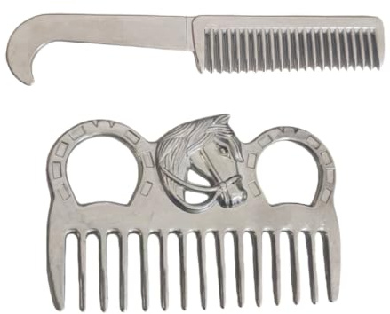 Anti Static Horse Mane Comb Set, Lightweight Aluminum Alloy Grooming Combs for Daily Stable Care, Outdoor Training and Horse Show Prep Mane Care Comb Equestrian Combs Barn Grooming Supplies Trailer