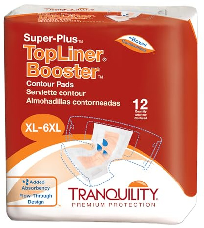 Tranquility TopLiner® Disposable Absorbent Booster Contour Pads for Bowel Incontinence - Super-Plus (32 x 14) - 48 ct