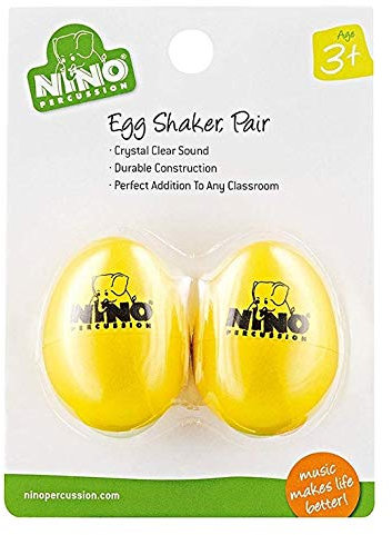 Nino Percussion Egg Shaker Paar – 2 Rasseleier für Kinder ab 3 Jahren – Musikinstrument – Geschenkidee - Kunststoff, Gelb (NINO540Y-2)