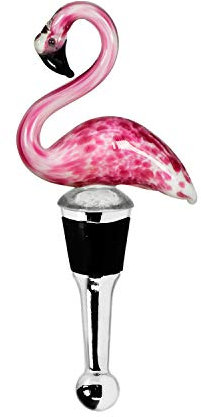 EDZARD Bottle Stopper Flamingo for Champagne, Wine and Sparkling Wine, Murano Glass Technique, 5,1 in high, Handcrafted