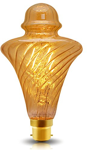 Long Life Lamp Company Vintage LED 2w Filament Light Bulb Swirling Gold Glass B22 Bayonet Fitting