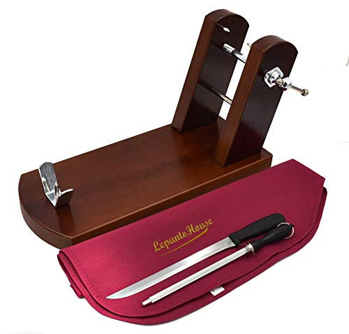 FERRETERIA LEPANTO JAMONERO Rioja Nogal + Cuchillo + CHAIRA + Cubre JAMÓN - LepantoHouse