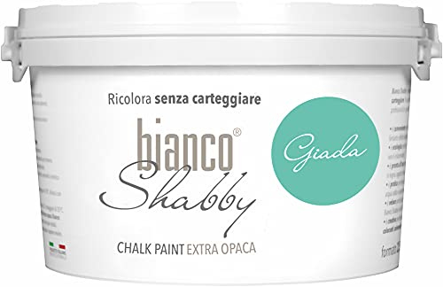 bianco Shabby® Giada (jadegrön) – (2,5 liter) kritfärg vattenbaserad kritfärg för alla ytor – luktfri, lätt att bearbeta, extra matt