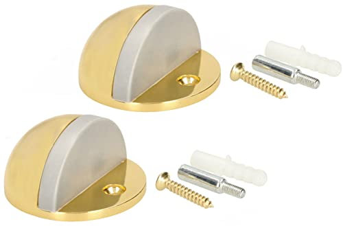 KOTARBAU® 2er Set Türstopper zur Bodenmontage zur Begrenzung der Türbewegung 45x25 mm Messing