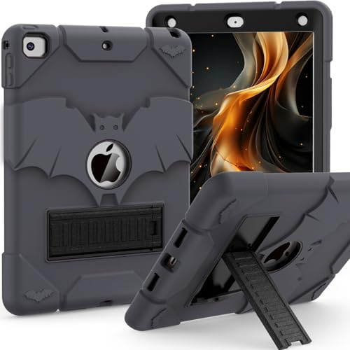 YIMIKOL for iPad 6th/ 5th Generation Case 2018/2017, iPad Air 2 Case 2014, iPad 9.7 Inch Case, Heavy Duty Shockproof Rugged Protective iPad 5 6 Gen Cover with Kickstand for Kids Boys (Grey+Black)