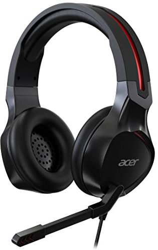 Acer Nitro Gaming Headset - Auriculares Accessory Gaming (Cable Jack de 3,5 mm, Formato Circumaural, Micrófono Incluido, 21 Ohm, 94 dB, 20Hz-20KHz, Cancelación de Ruido) Negro y Rojo
