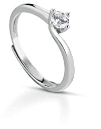Anello Solitario Donna in Argento 925 con Pietra Zircone Taglio Brillante, Anello Argento Sterling Proposta Fidanzamento Idea Regalo, Dimensione Pietra 5 mm