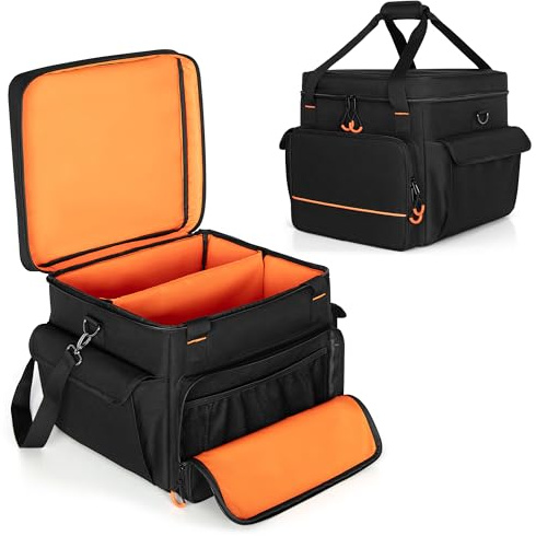 LUXJA Padded Bag For 2 Effect Lights or Moving Head Lights, Effect Light Bag with Inner Divider and Accessory Pockets, Black