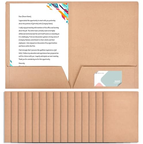 Dokumentenmappe kraftpapier Präsentationsmappe Mappe Kraftpapier: HOMURY 15 Stück Ordner mit 2 Tasche, A4 Document Folder Mappe Kraftpapier Mappen, Präsentationsmappe für Dokumente Besprechungen