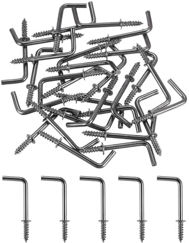 sourcing map Lot de 50 crochets en forme de L, crochets à angle droit de 2,2 cm en acier au carbone, petits crochets à vis à 7 formes pour suspension, bronze noir
