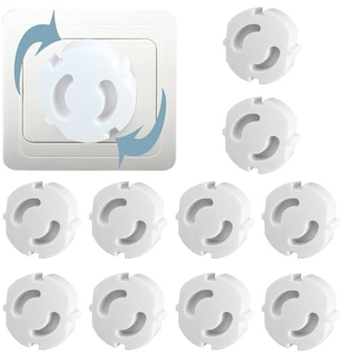 JchEnye Sécurité Enfants pour Prises - Lot de 10 pour Bouchons, Protection des Prises, Bouchons de sécurité pour Enfants, Prises de sécurité pour Enfants, Prises de sécurité pour bébés, Blanc