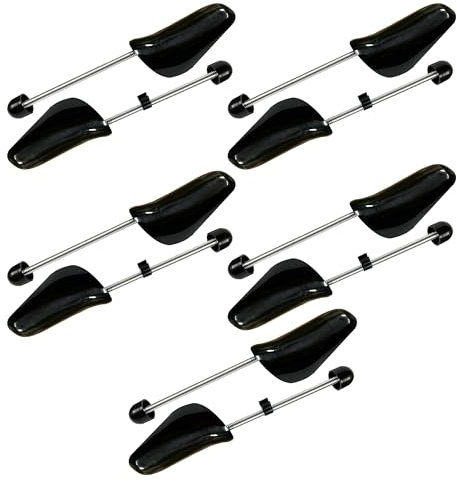 RUNMKUO Set da 5 Paia di Tendiscarpe in Plastica,Forme Scarpe in Plastica con Molla a Spirale, Regolabile Adulto Scarpa Albero,Taglia variabile 39-47 per Scarpe Casual,Scarpe di Pelle (Nero)