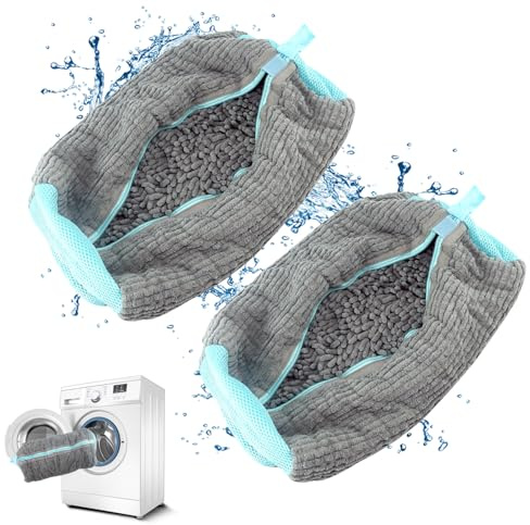 QUMOX Bolsa de Lavado para Zapatos, 2 Unidades Amarillas – Bolsa Reutilizable para Lavadora y Secadora con Cremallera Acolchada, Ideal para Zapatillas Deportivas, Tenis, Pantuflas y Prendas Delicadas