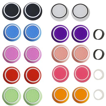 20 Piezas Joystick Thumbstick Grips,Set De Cubiertas De Silicona para Stick,Tapas Gomas Joysticks para PS5/PS4/PS3,PS5 Controller Sticks Taps,Thumb Grips Caps Xbox One Series X/S PS4 PS5 Accesorios