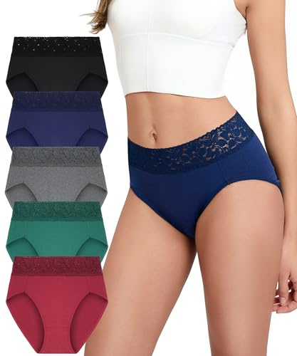 Bobelle Wear Culotte Femme Lot de 5, Coton sous-vêtements Femme Confortable Slip Dentelle(M-XXL) (FR/ES, Alpha/Lettres, TG, Taille Normale, Taille Normale, Multicolore01)