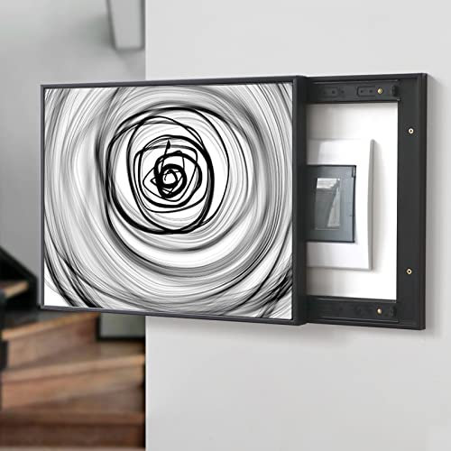 Modern Living Room Distribution Box, Hanging Pictures Electrical Box Counters Cover Distribution Box Hide Paintings Abstract Art Black and White Decorative,Vertical,Push Left ( Color : Horizontal , Si