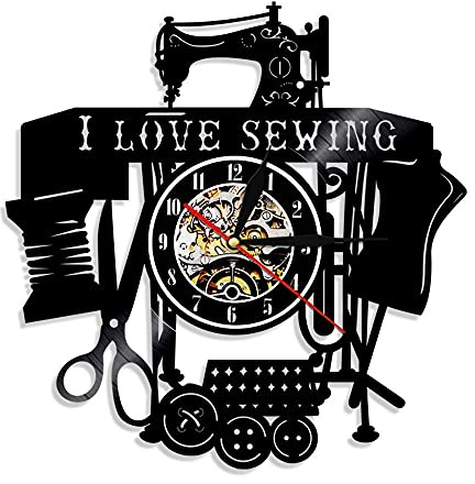 EHVYBDX Vinyl Wall Clock, Sewing Room Sign Equipment Set Software Machine Ornament Ideas Quotes Design Decor Vinyl Decorations Art Thimble