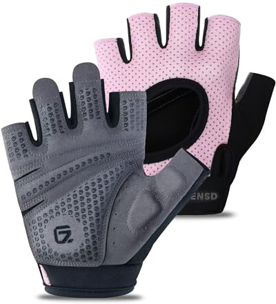 GADIEMKENSD Guantes Gimnasio para Hombre y Mujer, Guantes Ciclismo sin Dedos, Guante Pesas Entrenamiento Antideslizante, Ideales para Gym, Fitness, Karting, Bici, Remo y Dominadas, Rosa S