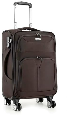 Bagage à main tendance léger et extensible avec roulettes, valise à coque souple, grande taille, résistant à l'eau et durable, café, 60,9 cm, Bagage extensible avec roulettes pivotantes