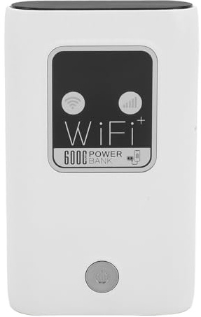 FAUOSWUK Portable WiFi Router, 4G LTE 300Mbps Mobile Hotspot with SIM Card Slot, 6000mAh Power Bank, for Car Outdoors Travel Europe