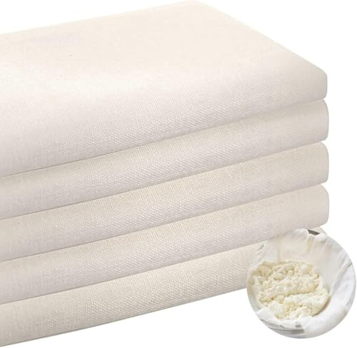 6 Stück Käsetuch, 50x50 cm Passiertuch wiederverwendbar, Leinentuch zum Filtern und Abseihen in der Küche, Siebtuch für Saft, Brühe und Käseherstellung