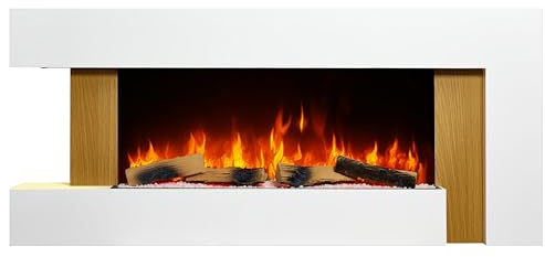 ArtiFlame Fjord AF52 Stilvoller Elektrokamin – Realistischer 3D-Flammeneffekt, Energiesparende LED-Heizung, Temperaturregelung, Fernbedienung, Für Wohnzimmer, Schlafzimmer, Büro, Temperaturregelung