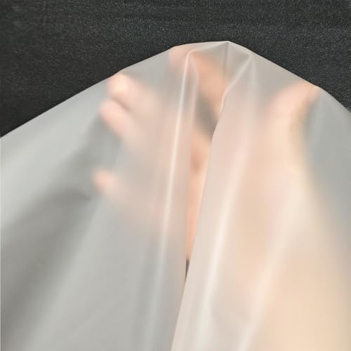 JERLITU Clear TPU Film 0.2mm Frosted Vinyl Fabric 1x1.37m for Sewing Craft | frosted translucent TPU vinyl, clear waterproof flexible fabric for raincoat, tablecloth, curtain and DIY sewing craft decor