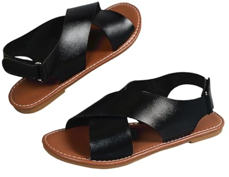 Generisch Sandalias de mujer de moda para salidas informales con puntera abierta, elegante cierre separador de dedos para primavera, Negro , 43 EU