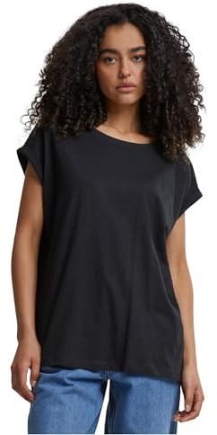 Urban Classics Women's Ladies Extended Shoulder Tee T-Shirt, Black, XXL