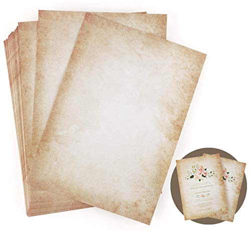 LATERN 50 Fogli Di Scrittura Carta Vintage, A4 A Doppia Faccia Formato Stampato Din A4 100 Gsm Vecchia Carta Cancelleria Vintage Per La Scrittura E La Stampa Di Stampanti Fai-da-te