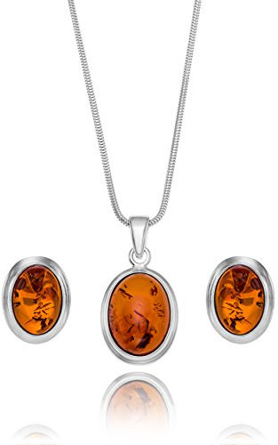 Copal Bernstein Halskette Und Ohrringe Set Aus Hochwertigem Sterlingsilber